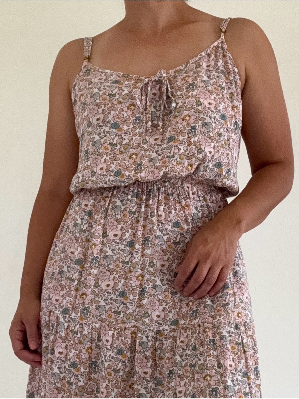 Floral Pink Sleeveless Sundress with Smocked Waist